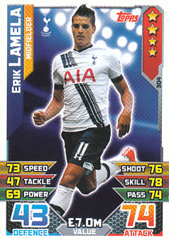Erik Lamela Tottenham Hotspur 2015/16 Topps Match Attax #304